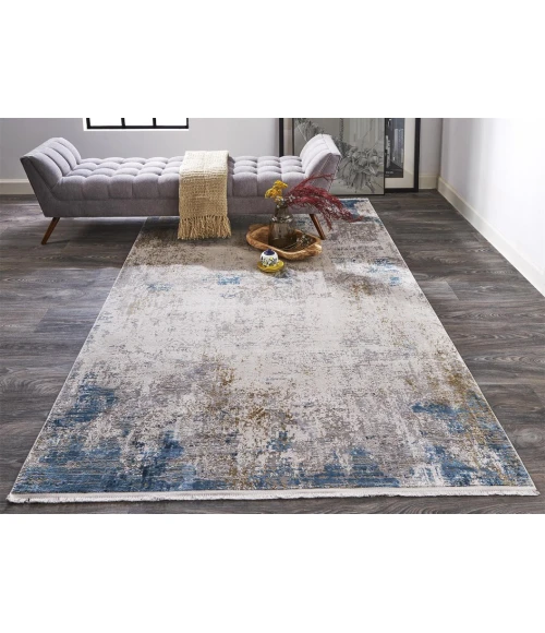Feizy CADIZ 3889F IN IVORY/BLUE 2' 2" X 3' 2" Sample Area Rug