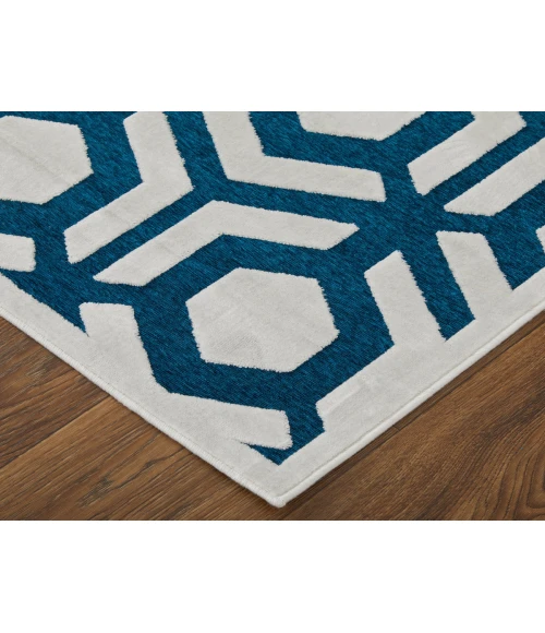 Feizy Saphir Mira TEAL/WHITE 6803498F 7 ft. 6 in. X 7 ft. 6 in. Round Rug