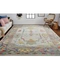Feizy Karina Luxe Hand Knot Botanical Accent Rug, Blue/Cool Gray, 12ft x 15ft