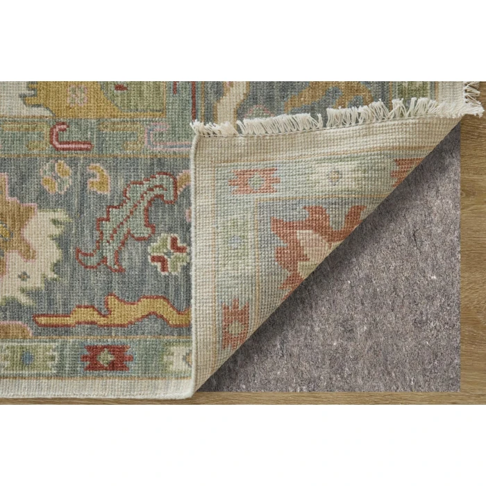Feizy Karina Luxe Hand Knot Botanical Accent Rug, Blue/Cool Gray, 12ft x 15ft