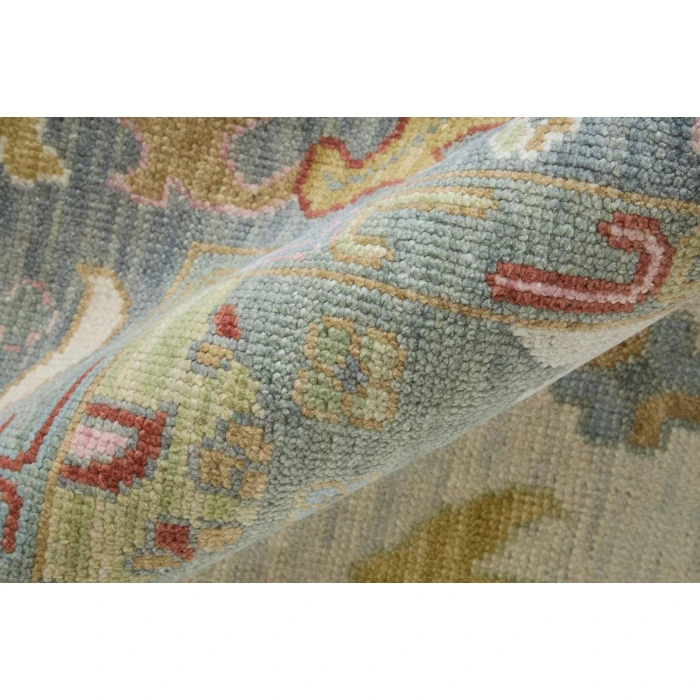 Feizy Karina Luxe Hand Knot Botanical Accent Rug, Blue/Cool Gray, 12ft x 15ft
