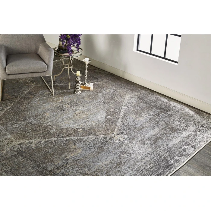 Feizy SARRANT 3963F IN SMOKE 2' 8" X 10' Runner Area Rug
