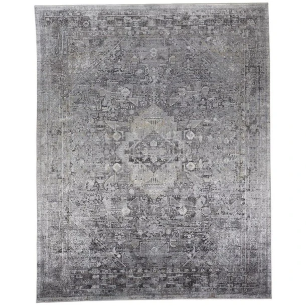 Feizy SARRANT 3966F IN GRAY 2' 8" X 12' Runner Area Rug