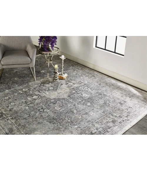 Feizy SARRANT 3966F IN GRAY 2' 8" X 10' Runner Area Rug