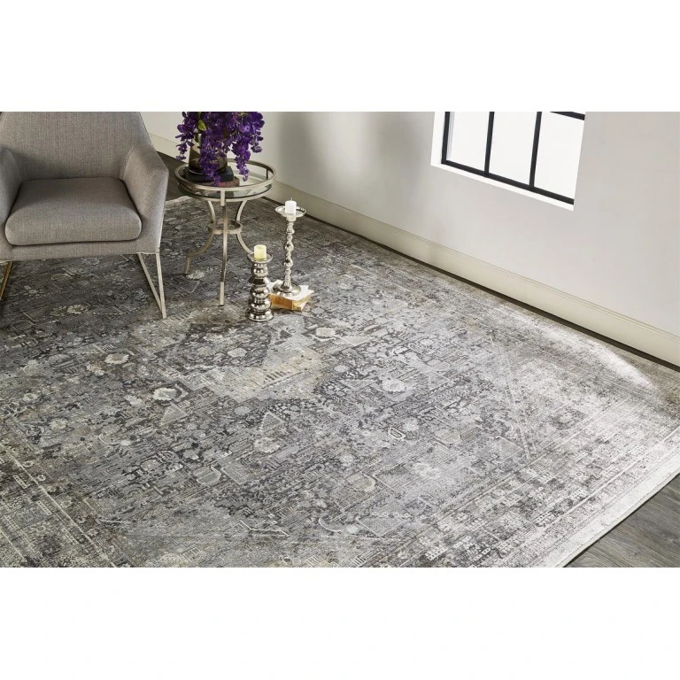 Feizy SARRANT 3966F IN GRAY 2' 8" X 12' Runner Area Rug