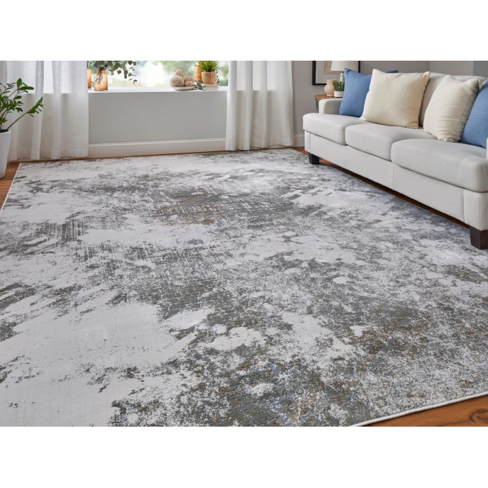 Feizy Waldor IVORY/GRAY 73539NDF 6 ft. 7 in. X 9 ft. 6 in. Rectangle Rug