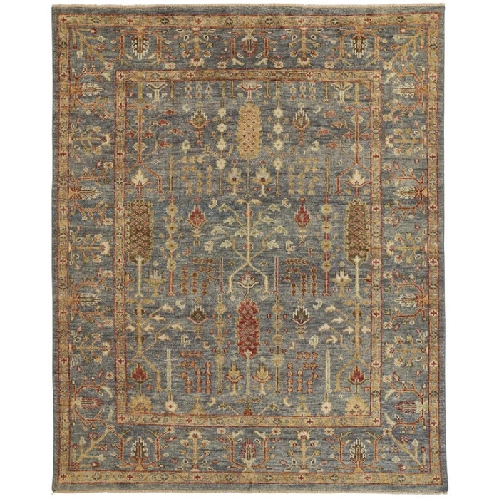 Feizy CARRINGTON 6499F IN BLUE/RUST 2' 6" x 8' Runner Area Rug