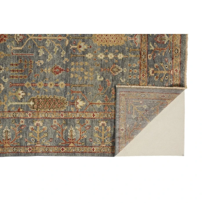 Feizy CARRINGTON 6499F IN BLUE/RUST 2' 6" x 8' Runner Area Rug