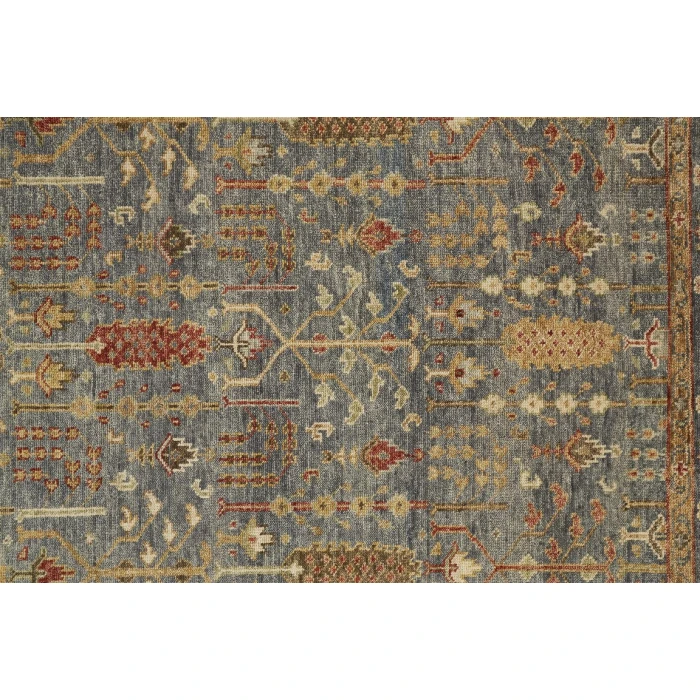 Feizy CARRINGTON 6499F IN BLUE/RUST 2' 6" x 8' Runner Area Rug