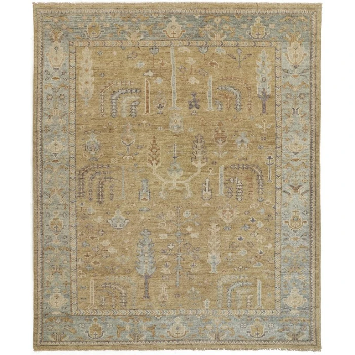Feizy CARRINGTON 6501F IN GOLD/LIGHT BLUE 2' 6" x 8' Runner Area Rug