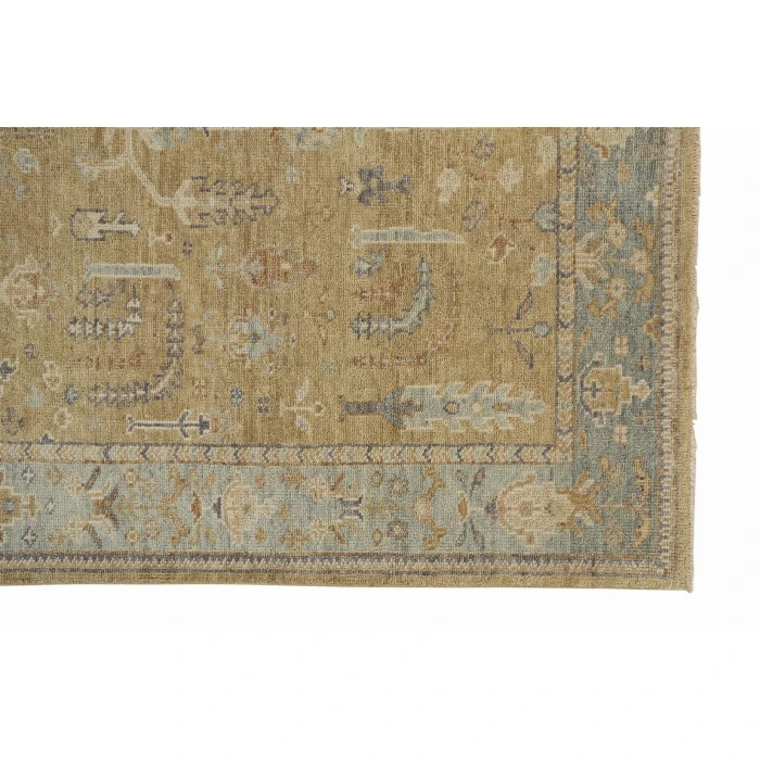 Feizy CARRINGTON 6501F IN GOLD/LIGHT BLUE 2' 6" x 8' Runner Area Rug