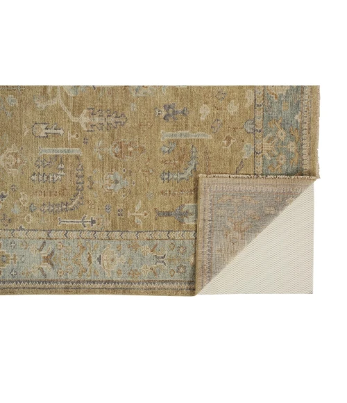 Feizy CARRINGTON 6501F IN GOLD/LIGHT BLUE 2' x 3' Sample Area Rug