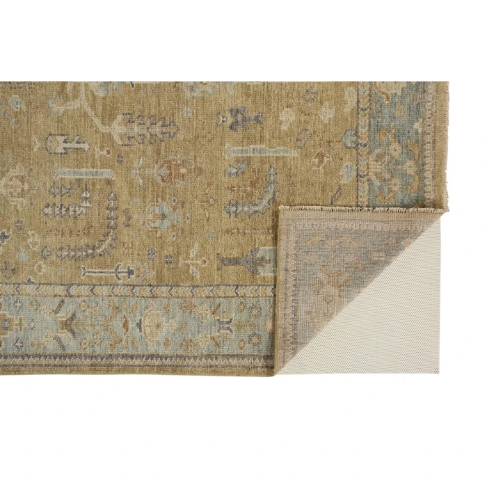 Feizy CARRINGTON 6501F IN GOLD/LIGHT BLUE 2' 6" x 8' Runner Area Rug