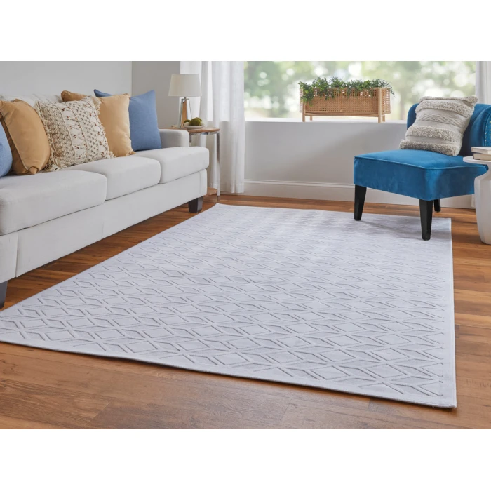 Feizy Saphir Mira WHITE/WHITE 6803494F 7 ft. 6 in. X 7 ft. 6 in. Round Rug
