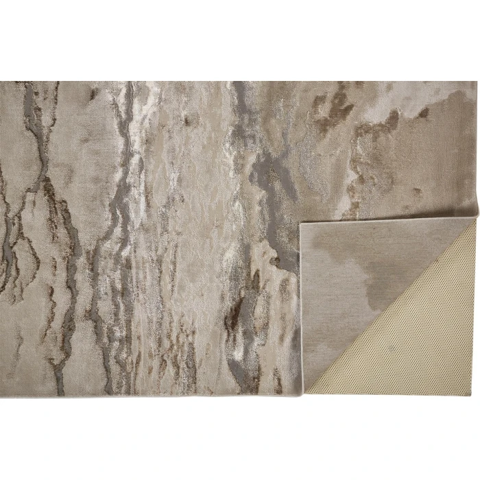 Feizy AURA 3727F IN BEIGE/GOLD 2' 10" X 7' 10" Runner Area Rug