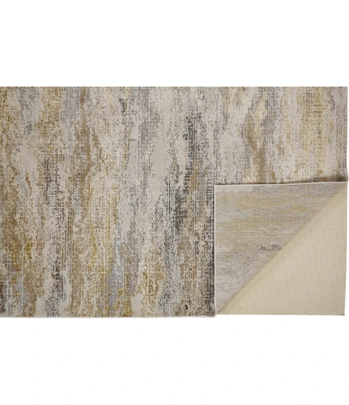 Feizy AURA 3735F IN GOLD/GRAY 2' 10" X 7' 10" Runner Area Rug