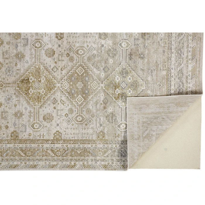 Feizy AURA 3738F IN GOLD/IVORY 1' 8" X 2' 10" Sample Area Rug