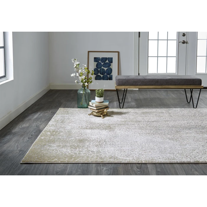 Feizy AURA 3739F IN IVORY/GOLD 5' x 8' Area Rug