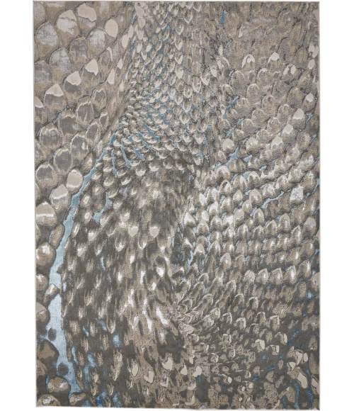 Feizy AZURE 3403F IN BLUE/SILVER 6' 7" X 9' 6" Area Rug