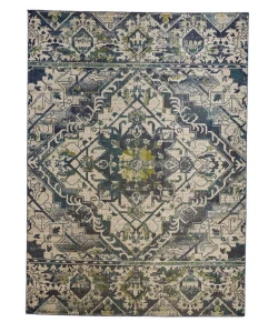 Feizy Foster 3760F GREEN/BEIGE Area Rug 6 ft. 5 X 9 ft. 6 Rectangle