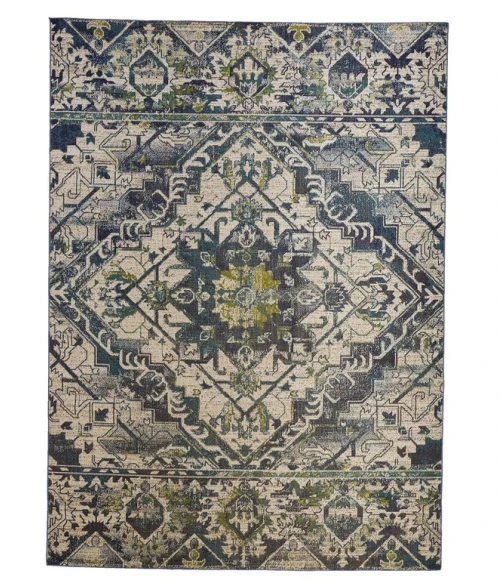 Feizy FOSTER 3760F IN GREEN/BEIGE 10' X 13' 2" Area Rug