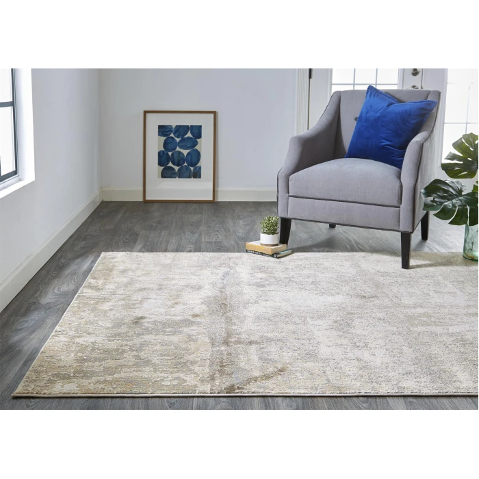 Feizy PARKER 3701F IN IVORY/GRAY 2' 1" X 3' Sample Area Rug