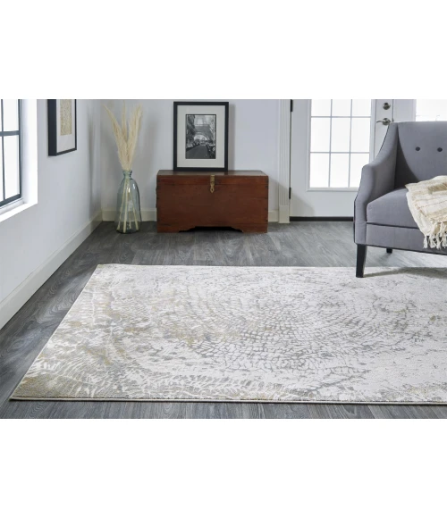 Feizy PARKER 3702F IN SILVER / IVORY 5' X 7' 6" Area Rug