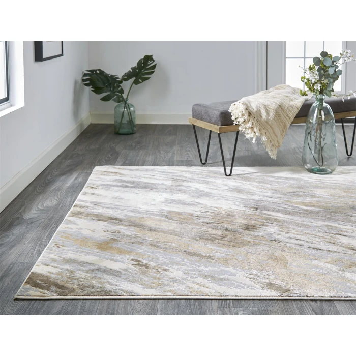Feizy PARKER 3704F IN BEIGE/BLUE 5' X 7' 6" Area Rug