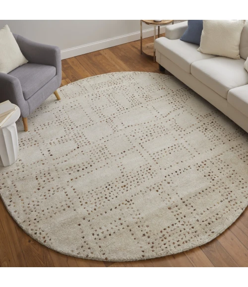 Feizy Truxel Tan/Brown T26T6040 8ft. x 8ft. Round Round Rug Rug