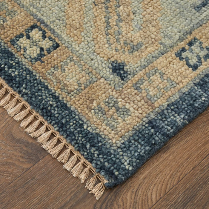 Feizy Fillmore Classic Diamond, Blue/Ivory, 2'-6" x 12' Runner