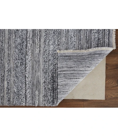 Feizy Alden Contemporary Bohemian Shag Rug, Ivory/Dark Gray, 8ft x 10ft Area Rug