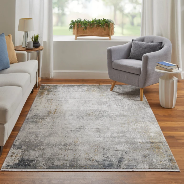 Feizy Cadiz Industrial Abstract, Ivory/Taupe/Gray, 12' x 18' Area Rug