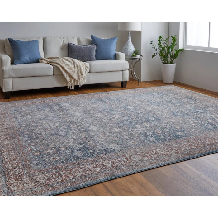 Feizy Marquette Vintage Oriental, Blue/Red, 2'-8" x 8' Runner