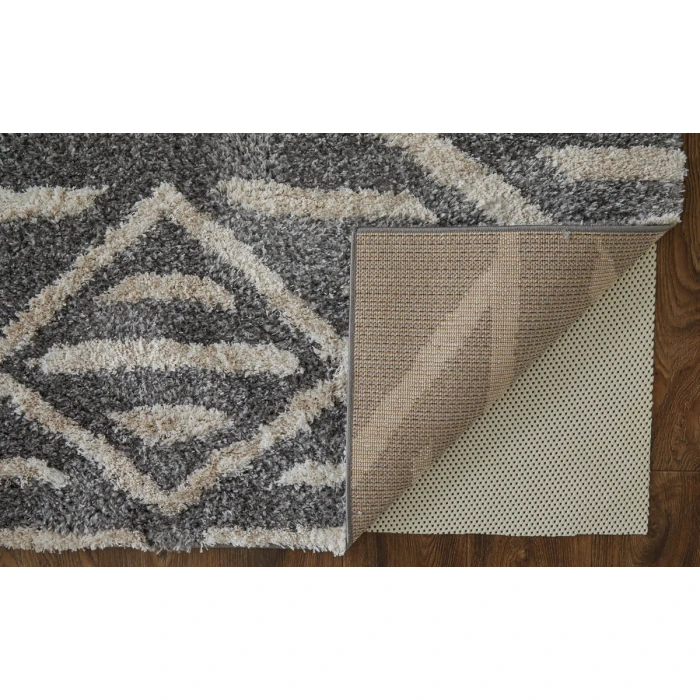 Feizy Mynka Bohemian & Eclectic Diamond, Gray/Ivory, 4' x 6' Accent Rug