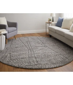 Feizy Dering Gray/Tan/Taupe T27T6042 8ft. x 8ft. Round Round Rug Rug