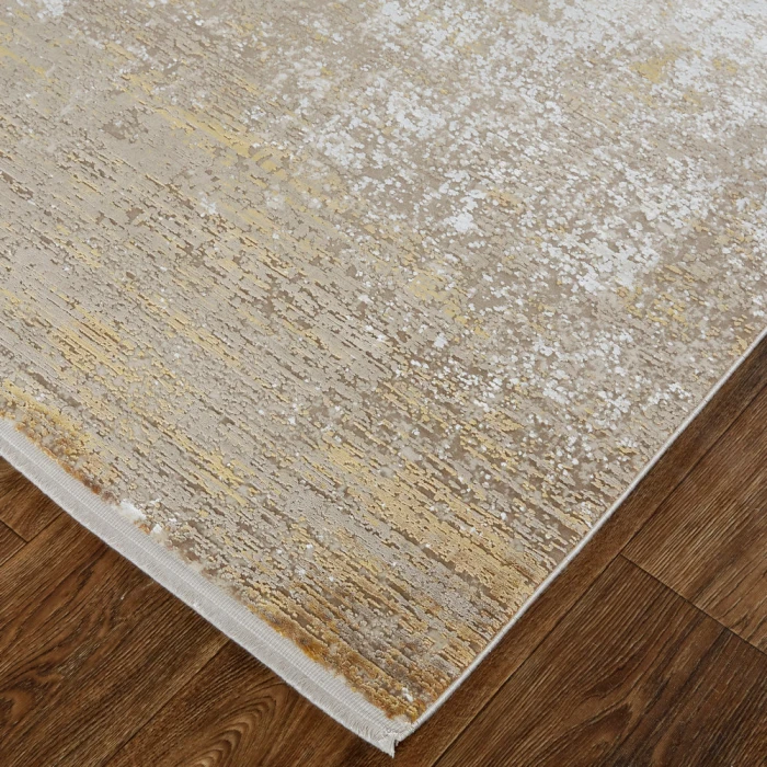 Feizy Cadiz Gradient Watercolor Rug, Taupe/Gold/Ivory, 9ft-9in x 13ft-2in Area Rug