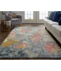 Feizy Dafney Casual Floral & Botanical, Blue/Pink/Gray, 3'-6" x 5'-6" Area Rug