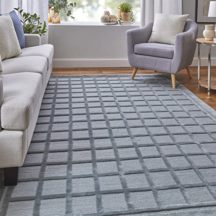 Feizy Channels AQUA 2877278F 7 ft. 9 in. X 9 ft. 9 in. Rectangle Rug