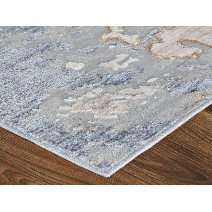 Feizy Laina Casual Abstract, Tan/Blue, 3' x 12' Runner
