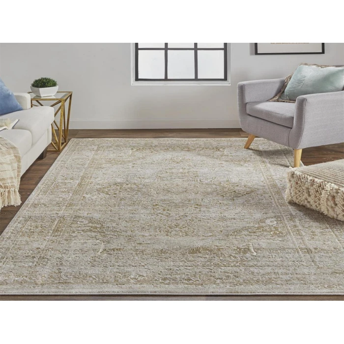 Feizy Aura Classic Oriental, Ivory/Gold, 3'-11" x 6' Accent Rug