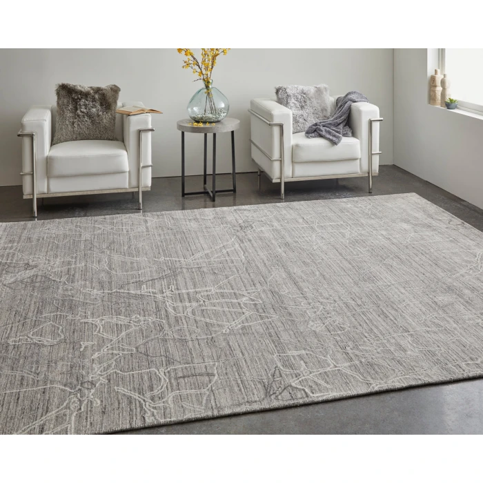 Feizy Whitton Industrial Abstract, Gray/Tan/Ivory, 9' x 12' Area Rug