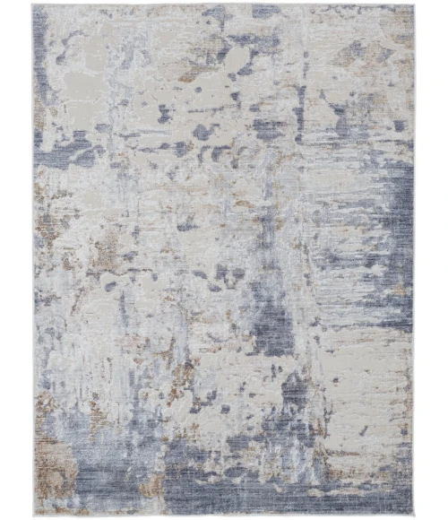 Feizy Laina Industrial Abstract, Ivory/Gray/Blue, 7'-10" x 9'-6" Area Rug