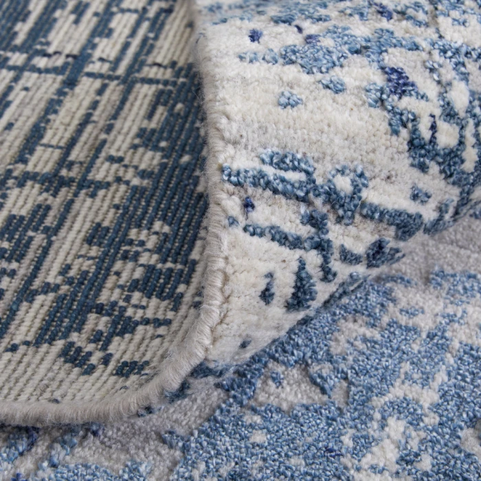 Feizy Eastfield Casual Abstract, Blue/Ivory, 8' x 8' Round Rug