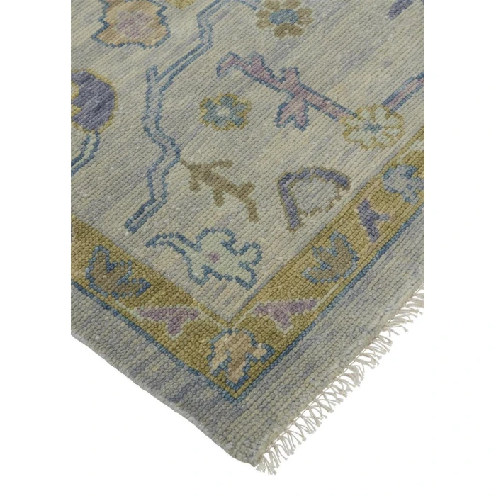 Feizy Karina Luxe Hand Knot Botanical Area Rug, Gray/Yellow, 2ft-6in x 8ft-Runner