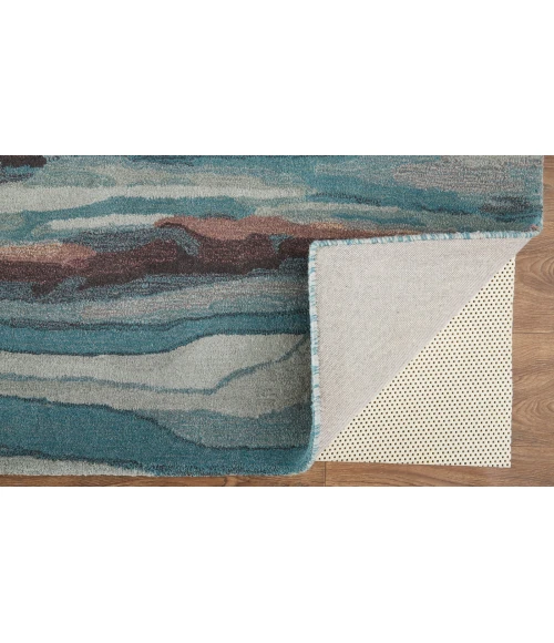 Feizy Amira Contemporary Watercolor Rug, Crystal Teal/Red/Tan, 8ft x 10ft Area Rug