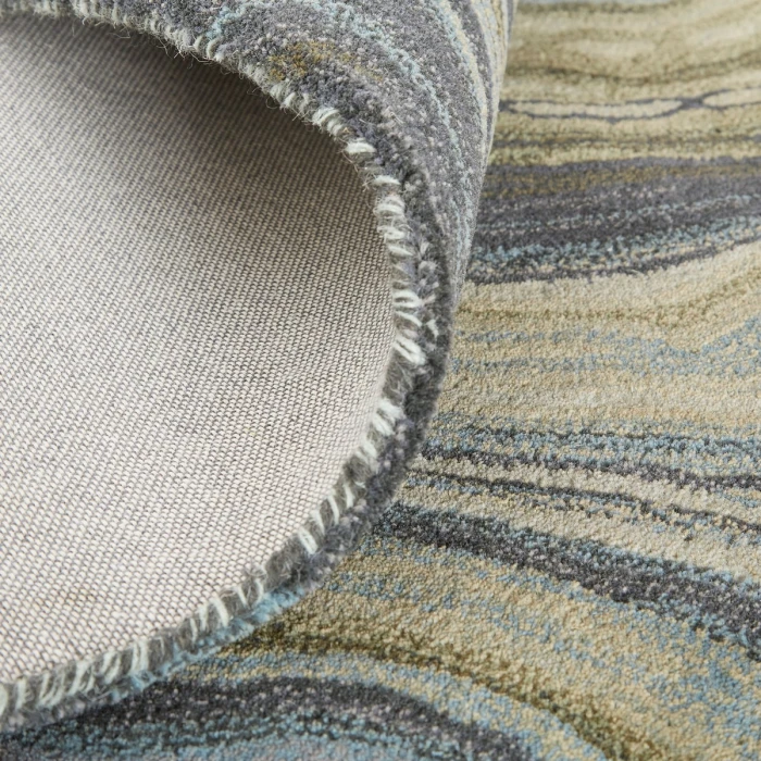 Feizy Amira Contemporary Marble Rug, Olive Green/Deep Gray/Blue, 8ft x 10ft Area Rug