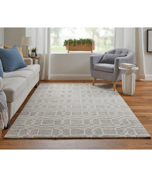 Feizy Rhett Classic Trellis & Lattice, Taupe/Ivory/Gray, 8' x 10' Area Rug