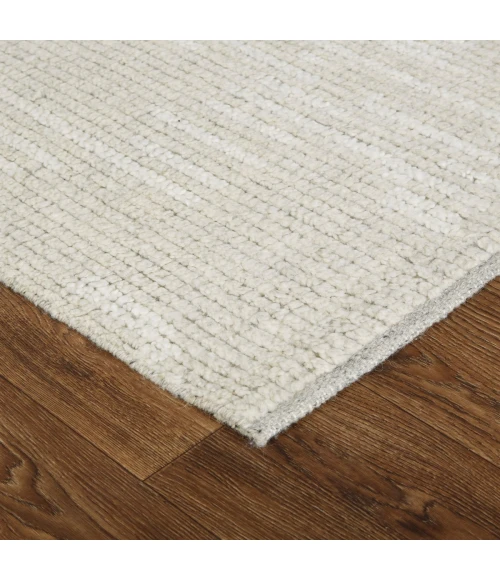 Feizy Alford Minimalist Eyelash Wool Rug, Solid Ivory, 7ft-9in x 9ft-9in Area Rug
