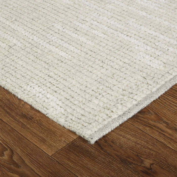 Feizy Alford Minimalist Eyelash Wool Rug, Solid Ivory, 8ft-6in x 11ft-6in Area Rug