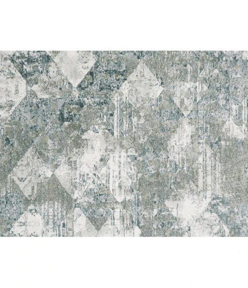 Feizy Atwell Contemporary Distressed Accent Rug, Tiled, Iceberg Green, 2ft x 3ft